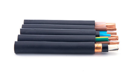 Obraz premium power cables electrical on white background.