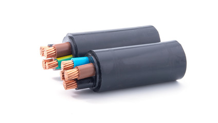 power cables electrical on white background.
