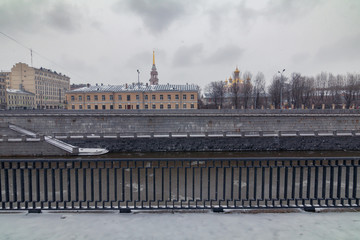 Obvodny Canal Embankment in winter, Saint Petersburg, Russia