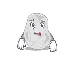 Cartoon design style of white planctomycetes having worried face