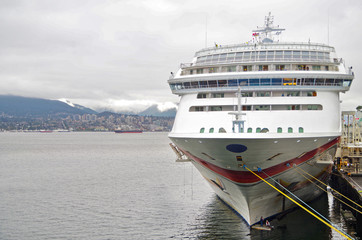 Modern family cruiseship cruise ship liner Sun docked at cruise terminal in Vancouver, Canada BC...