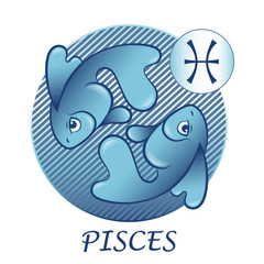 Pisces zodiac sign. cartoon style. Icon for astrological horoscope.