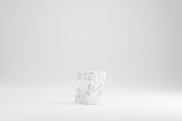 Marble 3d coma symbol. White marble sign isolated on white background. Glossy marble stone alphabet. 3d rendered font character.