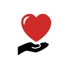 heart and hand icon vector design template