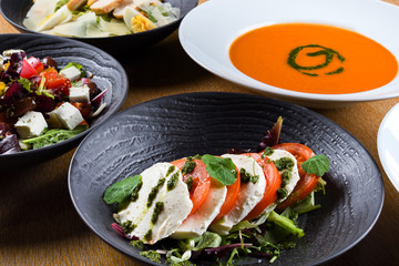 Greek salad or horiatiki salad is a salad in Greek cuisine. Greek salad is made with tomatoes