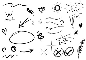 Hand drawn set elements, for concept design. vector illustration.