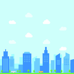 vector illustration of city, urban buildings 