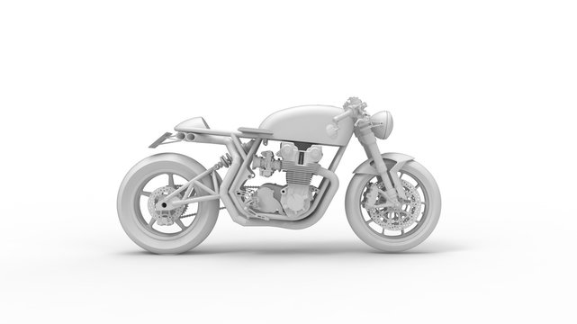 3D rendering of a cafe racer isolated motorcycle bike two wheels vintage