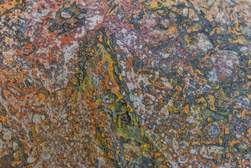 Erode and rust stains of the old and dirty concrete floor as the abstract textured and background
