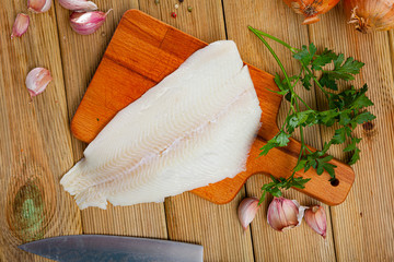 Fresh halibut fillet with seasonings