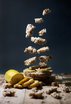 flying snack with banana