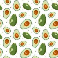 avocado seamless pattern vector. Design for print recipe, menu, label, fabric, wrapping paper.