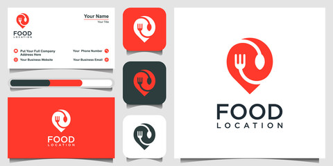 Fototapeta na wymiar Food location Logo Design Inspiration with negative space concept