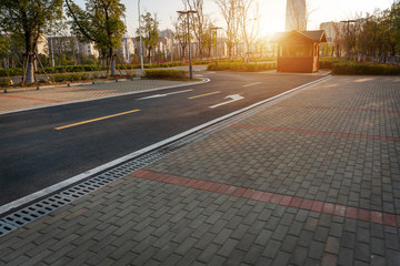 Empty urban road and buildings in China