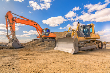 Various machinery and equipment for road construction or civil engineering