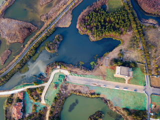 Aerial view, forests and lakes