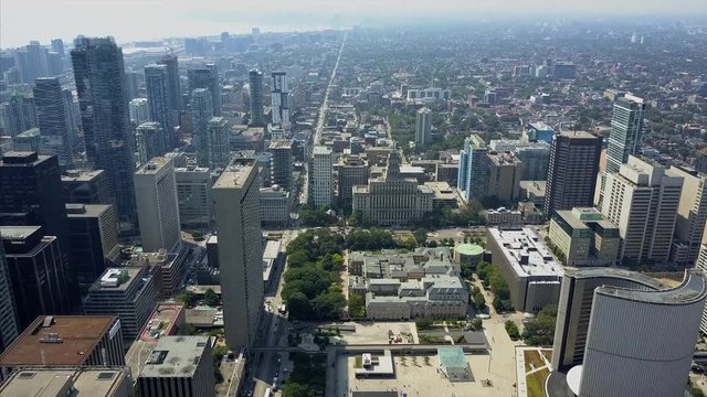 City Hall and Nathan Phillips Square Drone Video DowntownToronto Ontario Canada