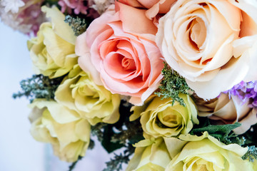 Floral background. artificial flowers in a colorful