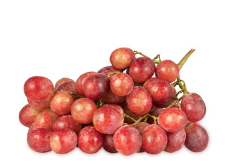 ripe juicy bunch of red grapes isolated on white background