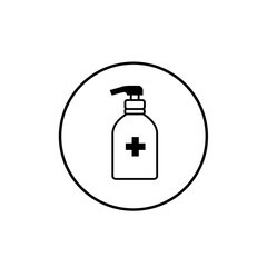 Disinfection. Hand sanitizer bottle icon, washing gel. Vector illustrationDisinfection. Hand sanitizer bottle icon, washing gel. Vector illustration	
