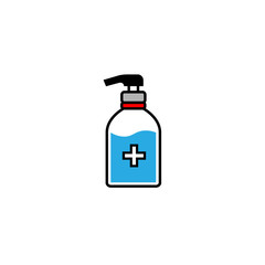 Disinfection. Hand sanitizer bottle icon, washing gel. Vector illustrationDisinfection. Hand sanitizer bottle icon, washing gel. Vector illustration	
