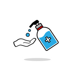 Disinfection. Hand sanitizer bottle icon, washing gel. Vector illustrationDisinfection. Hand sanitizer bottle icon, washing gel. Vector illustration	

