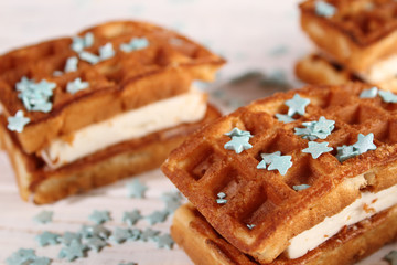 Waffles with turquoise stars