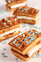 Waffles with turquoise stars