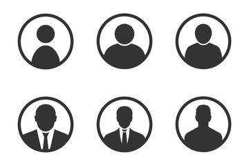 profile avatar signs, user icon set with men profile