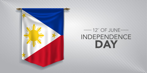 Philippines independence day greeting card, banner, vector illustration