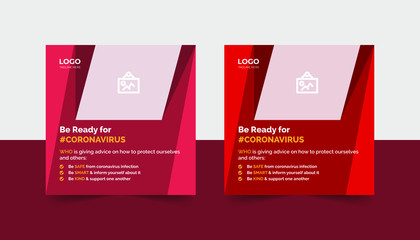Coronavirus or convid-19 social media banner template
