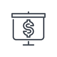 Financial Presentation line icon. Presentation Board with Dollar vector outline sign.