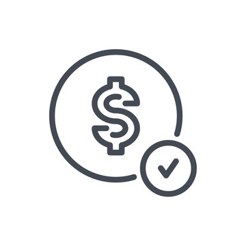 recommend clip art: Payment confirmation line icon. Dollar with tick vector outline sign.