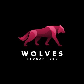 Vector Logo Illustration Wolves Gradient Colorful Style