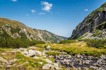 Fototapeta na wymiar Beautiful mountain scenery in a sunny summer day. Rila mountain, Bulgaria. Hiking/ trekking concept.