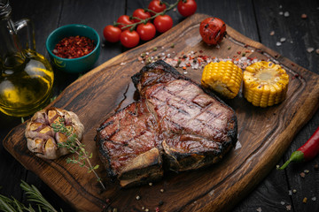 BBQ dry aged Steak sliced T-bone steak