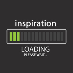 Inspiration loading. Please wait grey flat design illustration.
