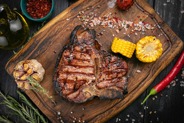 BBQ dry aged Steak sliced T-bone steak