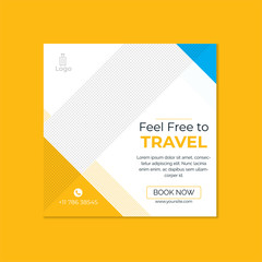 Social media Instagram post template for travel promotion simple banner frame