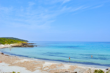 Aerial view of Plage du Lotu (Loto beach). Haute Corse, Corsica. France