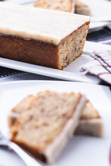 Banana cake  on white plate