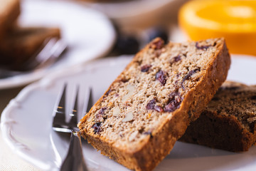 Piece of cake with fresh fruit