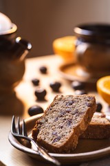 Moody piece of cake with fresh fruit