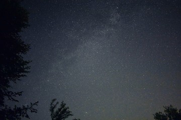 night sky with milky way galaxy shining trough stars and planets