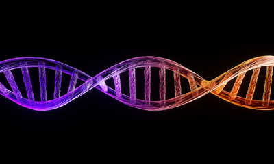 Concept of biochemistry with dna molecule isolated in white background, 3d rendering