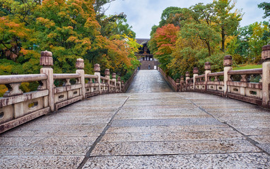 The way to the Otani Hombyo mausoleum over the Entsu Bridge. Kyoto. Japan