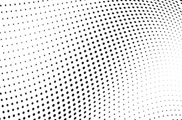 Halftone black and white waves. A chaotic pattern of dots on a white background. Abstract multiple ink drops