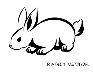 Black Vector illustration on a white background of a rabbit. Suitable for making logo.