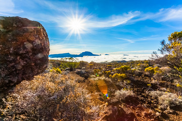 Paysage des hauts de la Réunion, mer de nuages