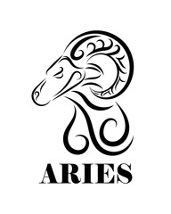Line vector logo of sheep head. It is sign of Aries zodiac.